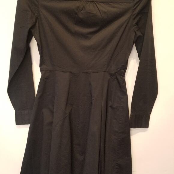 The Limited Black Button Front Skater Dress Collared Long Sleeve Size 0 - Picture 2 of 13